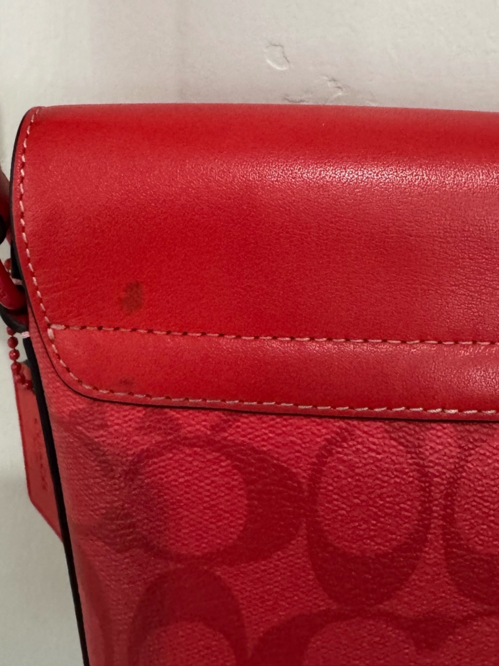 Coach Track Small Flap Crossbody Bag in Red Signature Canvas Style C9841 - Picture 5 of 12